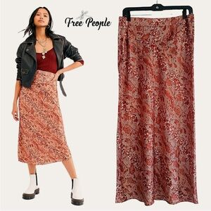Free People Normani Snake Print Silky A-line Skirt Rust/Cream 0